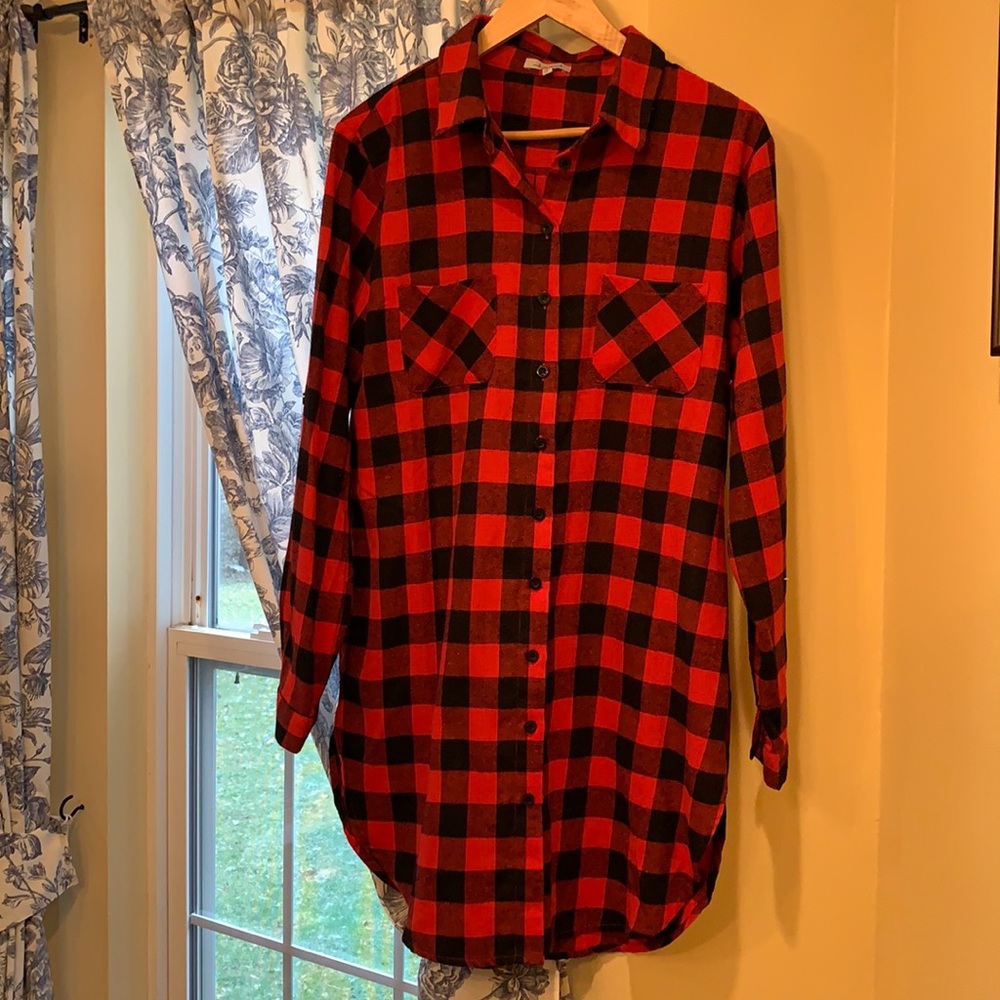 Women’s White Birch Buffalo Plaid Button Down Dress
